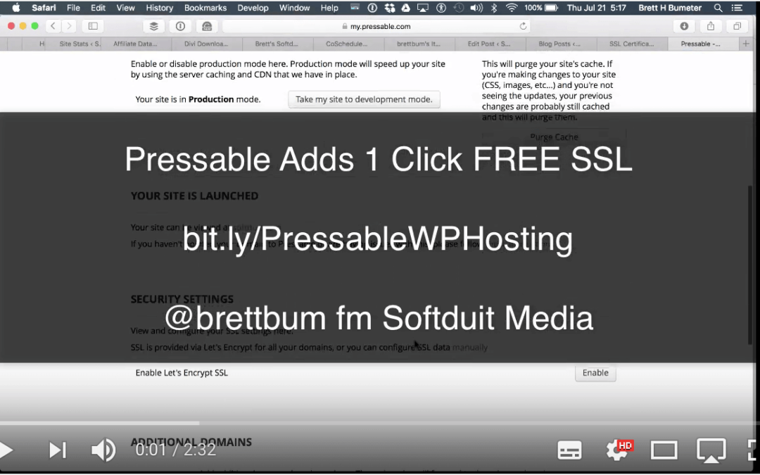 (VIDEO) Not just a free SSL certificate but free setup on your Pressable site too!