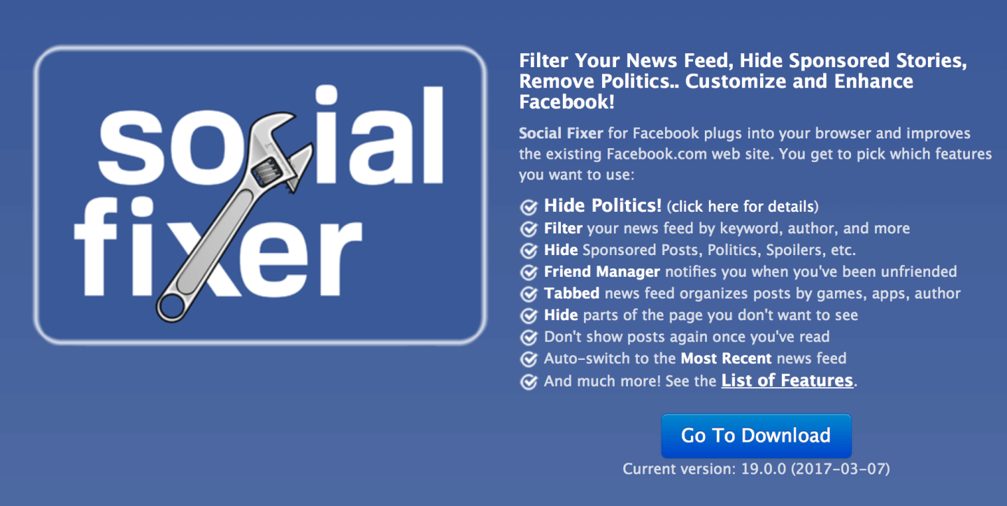 Social Fixer filter Free Filter for Facebook
