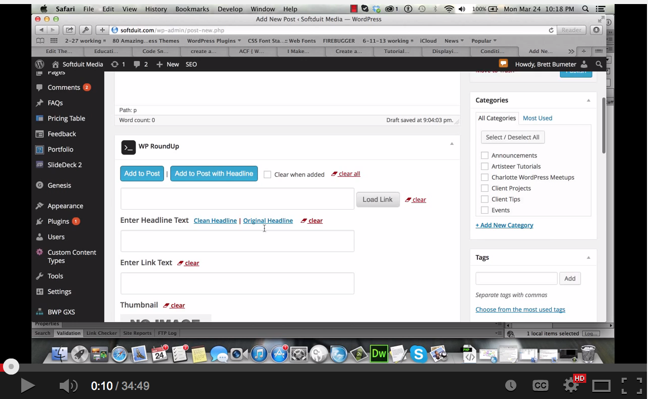 Turning Those Open Browser Tabs into A Blog Article - Custom Post Types and