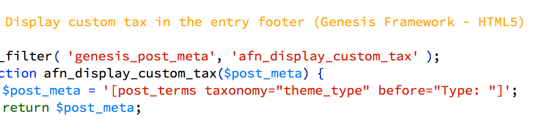 Displaying Custom Taxonomy (Tags) in Genesis Custom Post Type