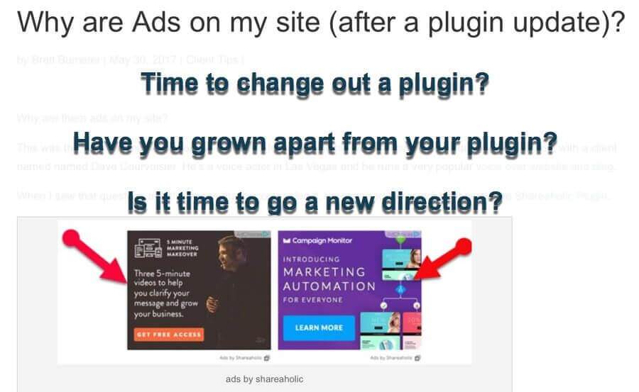 Why are Ads on my site (after a plugin update)?