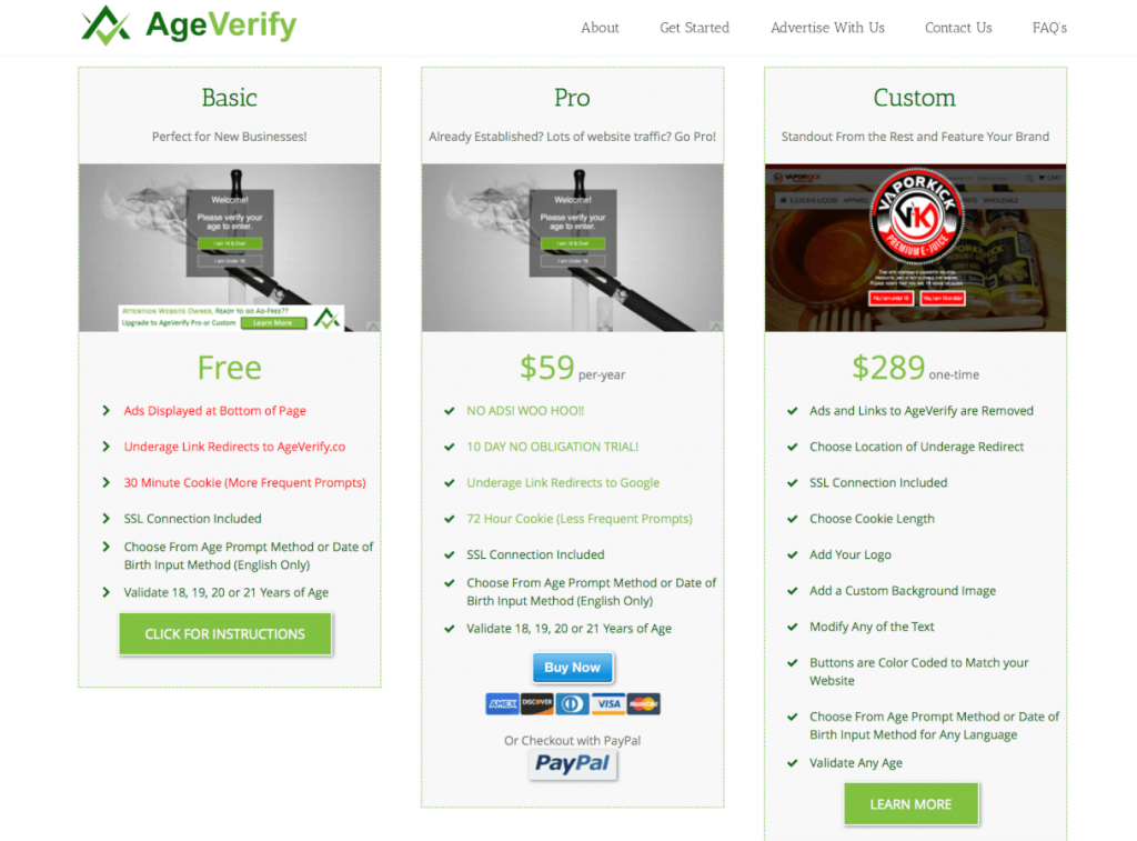 AgeVerify Freemium Pricing Options