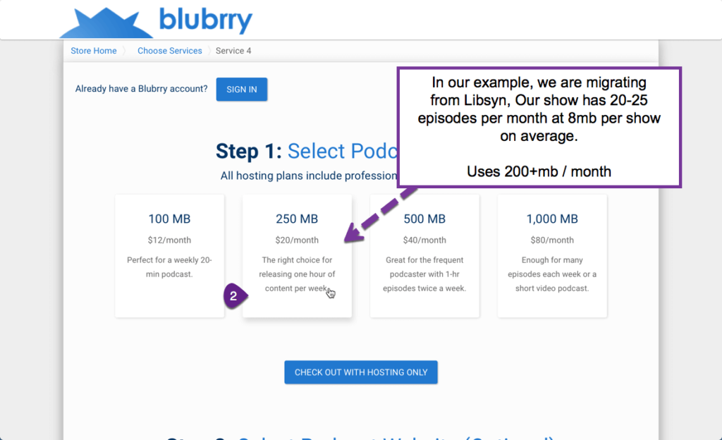 blubrry hosting sign up 2 guide