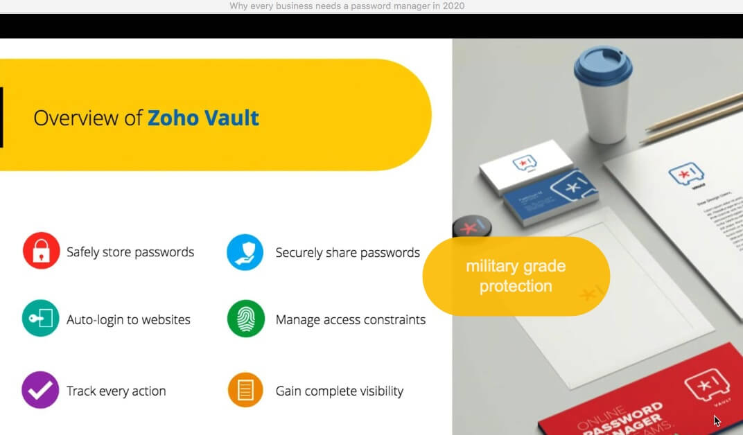 overview of zoho vault password manager in Zoho One