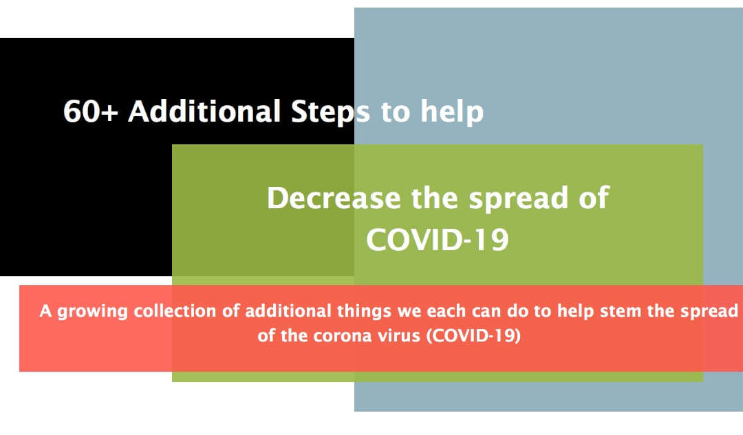Additional steps to we each can do to slow the spread of covid-19.