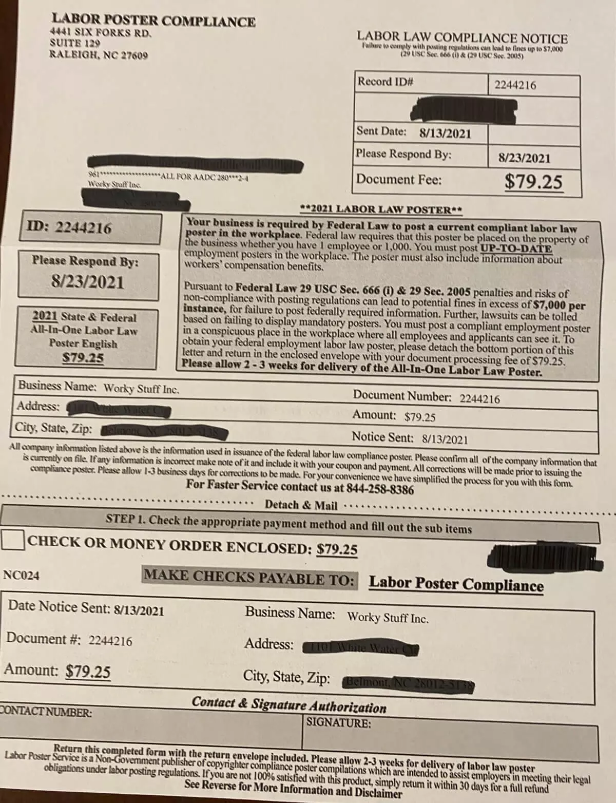 Labor Poster Scam Alert after creating new corporations or LLCs